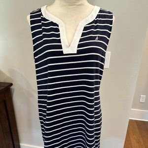 Nautica Sleeveless Dress Navy & White XL